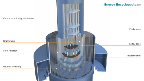Labelled diagram of the Superphénix reactor core