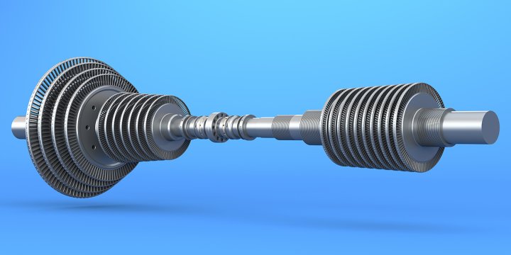 Steam turbine rotor shaft. (Source: © Filipp / stock.adobe.com)