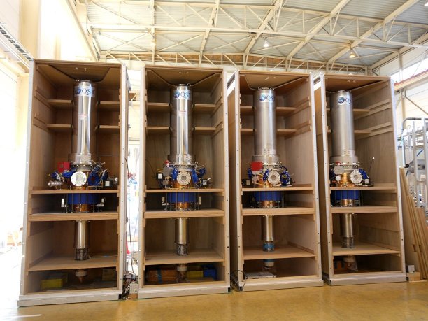 Gyrotrons, sources of microwaves for electron cyclotron resonance heating system of tokamak ITER. (Credit © ITER Organization, www.iter.org)